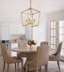 Industrial Gold Four Light Chandelier Lantern Fixture