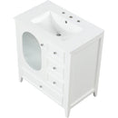 30' Bathroom Vanity with Sink, Bathroom Vanity Cabinet with Three Drawers and Door, Solid Wood and MDF, White