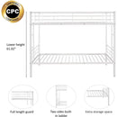 Twin Over Twin Metal Bunk Bed With 2 Ladders White