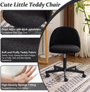 Candy Chair Jet Black Armless Desk Chair With Teddy Fleece