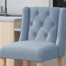 Vienna Contemporary Fabric Tufted Wingback 31 Inch Counter Stools, Set of 2, Light Blue and Natural