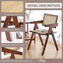 Walnut Rattan Dining Chairs Set Of 2 Ergonomic Back