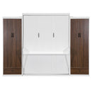 Queen Size Murphy Bed Wall Bed with Closet ,Drawers and Table,White