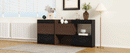 Set of 2, 32.5''-58.8'' Extendable & Rotating Cabinet with 1 Drawer, 90-Degree Corner Cabinet, Multifuctional Storage Combination Cabinet for Living Room, Hallway, Entryway, Black & Walnut