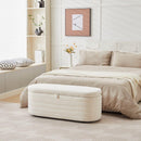 S03 Basics Upholstered Storage Ottoman and Entryway Bench WHITE