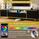 U-Can 70.9'' Modern TV Stand for TVs up to 80 Inches, Entertainment Center with 2 Shelves and  LED Lights, TV Storage Cabinet with 2 Drawers, 2 Cabinets and Metal Legs for Living room