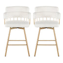 26' Counter Height Bar Stools Set of 2, 180° Swivel Upholstered Barstools with Backs and Metal Legs, Bar Stools for Kitchen Island, Cafe, Pub,