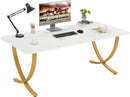 Executive Desk 63W X 31.5D White And Gold Computer Desk