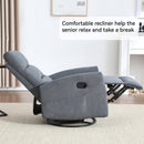 Manual Recliner Chair with Rocker and Swivel in Fabric for Living Room, Grey