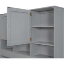 Queen Size Platform Bed with Storage Headboard and 4 Drawers, Gray