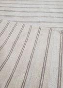 New Striped Turkish Kilim Area Rug 4x6 ft, Hand-Knotted, Wool, Light Gray, Earth Tone Decor, Flatweave Kilim, Two Toned Rug, Southwestern