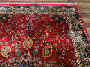 Red Persian Rug 6x9, Medallion Carpet, Ardebil Design, Vintage Belgium Power Loomed Carpet