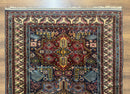 Indian Rug with Caucasian Design, 4x6 Geometric Carpet, Navy Blue and Cream