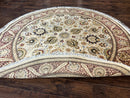 Round Pak Persian Rug 8x8, Vintage Handmade Wool Traditional Carpet, Beige Dark Red, Fine 270 KPSI