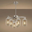 Brushed Nickel 6 Light Farmhouse Chandelier Pendant
