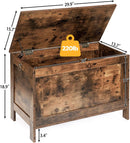 Rustic Brown Toy Box LargeCapacityStorage Bench Hinge