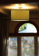 Moderne Flush Mount Conversion Kit 18"w Island Paradise Blue Shallow Drum Lampshade