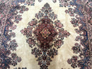 Persian Sarouk Rug 9x12, Ivory & Blue, Semi Open Field