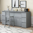 Full Size Murphy Bed with Drawers, Cabinets and USB Ports,Gray