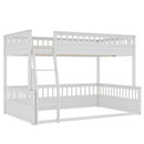 Full XL over Queen Bunk Bed with Ladder and Guardrails, White