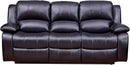 2Piece Bonded Leather Recliner Sofa And Loveseat Set Black 8018 With Pocket Coil Cushions