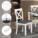 6-Piece Dining Table Set with Bench, Wood Dining Table Set for 6, Modern 6-Person Dining Table Set for Dining room, Kitchen, Grey & White two tone