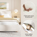 Queen Size Upholstered Platform Bed with Two Removable Pillow Headboard,Boucle Fabric,White