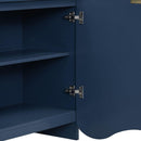 Vertical Stripes and Wavy Design of a Four-Door Cabinet Cabinet Suitable for Hallway, Entryway, Living Room