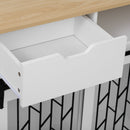 Modern Style 2-in-1 Pet Friendly Dog Crate Kitchen Island End Table Natural White MDF Metal Pine