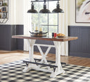 Valebeck - Rectangular Dining Room Counter Table - White / Brown