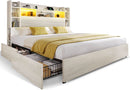 King Size Bed Frame Antique White With Bookcase Headboard