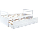 Twin Size Bed with Headboard, Footboard, Trundle and Three Storage Drawers, Twin Size Pine Wood Bed with Headboard, Footboard,White