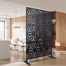 Outdoor & Indoor Privacy Screen Metal Privacy Screen 76' H×48' W, Freestanding Decorative Privacy Screen for Deck Balcony Patio, Black Steel