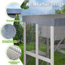 70.5＂ Tall Wooden Catio Outdoor Cat Enclosure, Gray Cat House Large Solid Wood Cage Playpen with 6 Jumping Platforms & 2 Napping Houses, Movable tarp cover