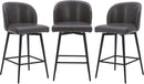 Counter Height Bar Stools Set of 3 26in Grey Faux Leather