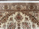 Sino Persian Rug 8x10, Floral, Elegant, Fine 225 KPSI, Beige, Wool & Silk
