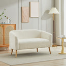 50.78'W Modern Loveseat Couch Sofa, Corduroy Fabric Upholstered 2-Seat Sofa, Wooden Nature Legs for Small Spaces Office Studio Apartment Bedroom, Ivory