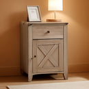 Barnwood Rustic Nightstand With X Shaped Barn Doors Grey