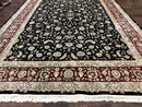Sino Persian Rug 9x12, Fine Elegant Oriental Carpet 200 KPSI, Black and Dark Red, Allover Floral