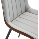 Extended Seat Cushion PU Dining Chair Set - Four Pieces.Smooth line design,Integral metal leg structure,Can integrate well into various modern home decoration styles.Gray and Brown Splicing Colors.