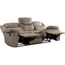 Manual Double Reclining Brown Sofa 87 Inch Wide Living Room