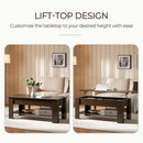 Espresso Lift Top Coffee Table With Hidden Compartment