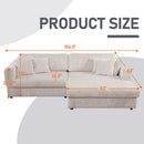 105' Oversized Sectional Sofa Cloud Couch for Living Room, Modern stripe L Shaped Couch, Comfy Boucle Modular Sofa Sleeper with Moveable Ottoman WIth/6 Pillow(WHITE)