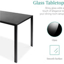 Glass Top Dining Table Set With Steel Frame Leather Chairs