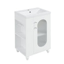 20' Bathroom Vanity with Sink, Bathroom Vanity Cabinet with Two-tier Shelf, Adjustable Shelf, Solid Wood and MDF, White(Old Sku:WF322518AAK)
