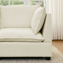 Comfy Cloud Couch Sectional  4 Seat Sofa with 2 Ottoman, Chenille Sofa Sleeper Deep Seat Sofa with Throw Pillows for Living Room(Beige White)
