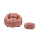 COOLMORE Modern Extra Large Round Bean Bag Chair with Footrest for Living Room, Chenille Fabric Lazy Sofa with Pillow for Adults, Teenagers,Child, Suitable for Bedroom, Dormitory, Study Room
