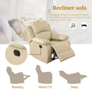 Beige Manual Leather 3 Piece Recliner Sofa Set For Living Room