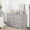 Wash Grey Six Drawer Contemporary Hardwood Dresser