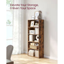 Rustic Brown Bookshelf Five Tier Adjustable Shelves